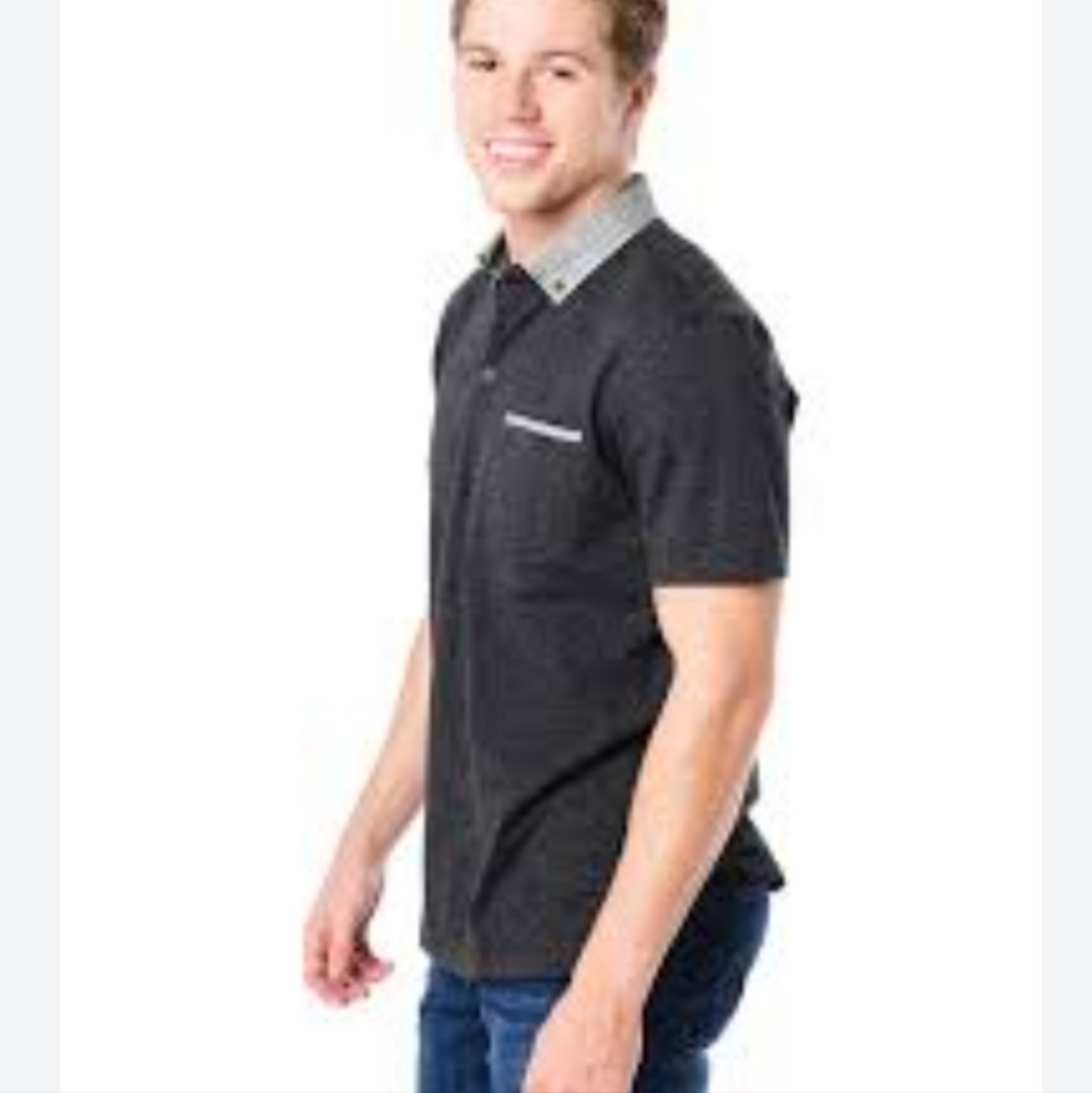 Axist gray striped polo